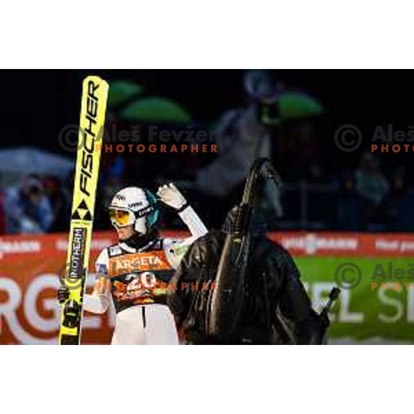 Ema Klinec of Slovenia in action during the final round of FIS Ski Jumping competition in Planica, Slovenia on March 21, 2024