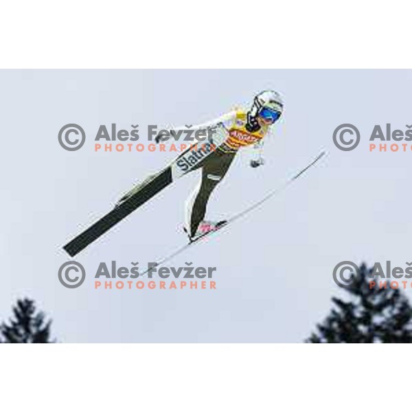 Nika Prevc of Slovenia in action during the final round of FIS Ski Jumping competition in Planica, Slovenia on March 21, 2024