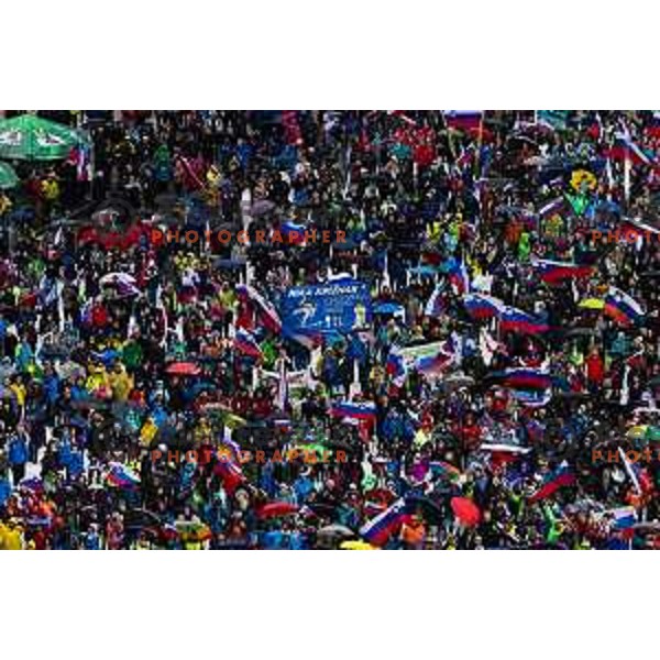 Spectators during the final round of FIS Ski Jumping competition in Planica, Slovenia on March 21, 2024