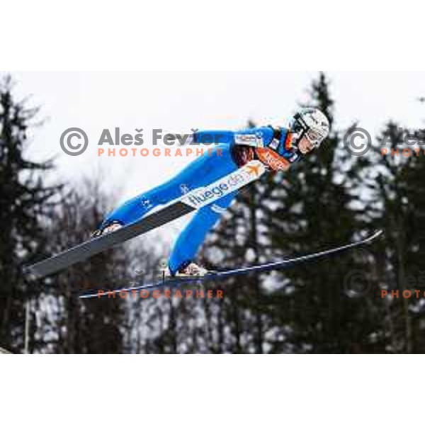 Tina Erzar of Slovenia in action during the final round of FIS Ski Jumping competition in Planica, Slovenia on March 21, 2024