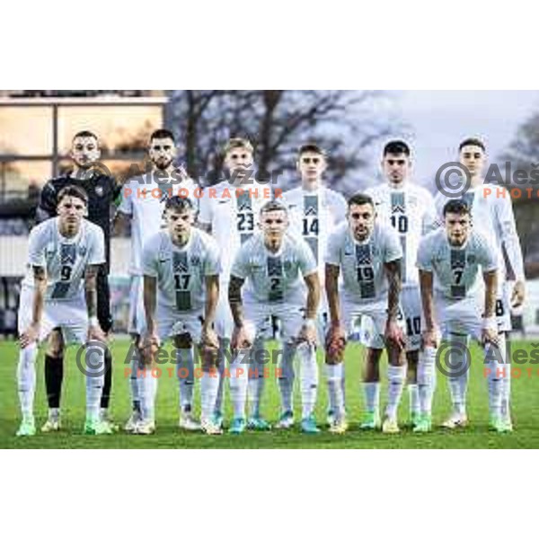 U21 Slovenia starting eleven during UEFA Euro U21 2025 Championship qualifier football match between Slovenia and Bosnia & Herzegovina in Fazanerija, Murska Sobota, Slovenia on March 22, 2024. Photo: Jure Banfi