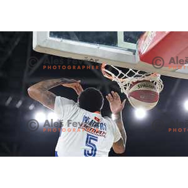  in action during ABA League 2023-2024 regular season basketball match between Cedevita Olimpija and Mornar Barsko Zlato in Ljubljana, Slovenia on March 23, 2024