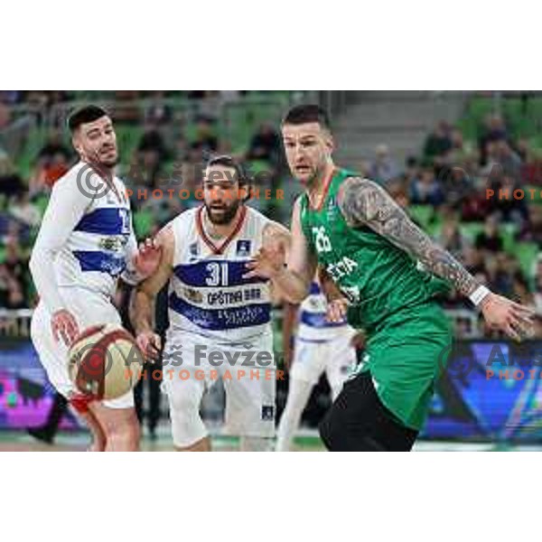 Alen Omic in action during ABA League 2023-2024 regular season basketball match between Cedevita Olimpija and Mornar Barsko Zlato in Ljubljana, Slovenia on March 23, 2024