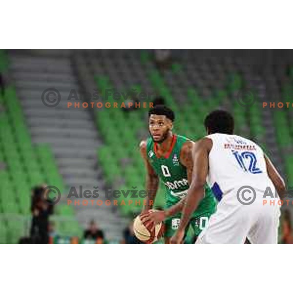 AJ Stewart in action during ABA League 2023-2024 regular season basketball match between Cedevita Olimpija and Mornar Barsko Zlato in Ljubljana, Slovenia on March 23, 2024