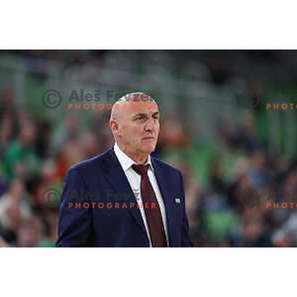 in action during ABA League 2023-2024 regular season basketball match between Cedevita Olimpija and Mornar Barsko Zlato in Ljubljana, Slovenia on March 23, 2024