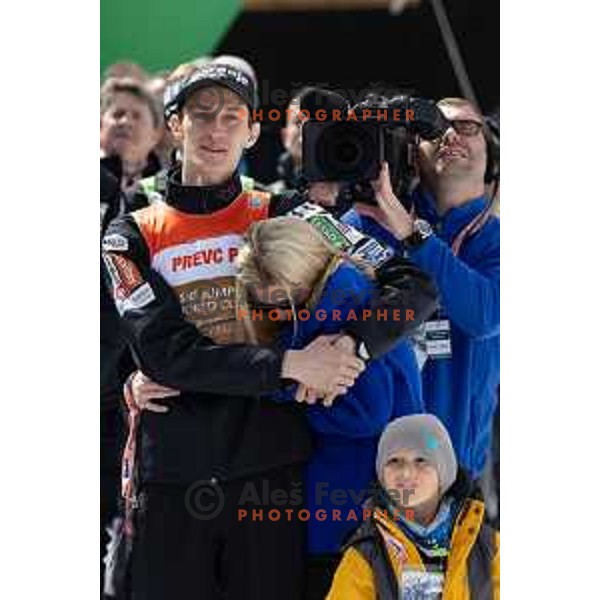 Farewell celebration after Peter Prevc of Slovenia finished his competitive days at the Final of the World Cup ski jumping, Planica, Slovenia on March 23, 2024