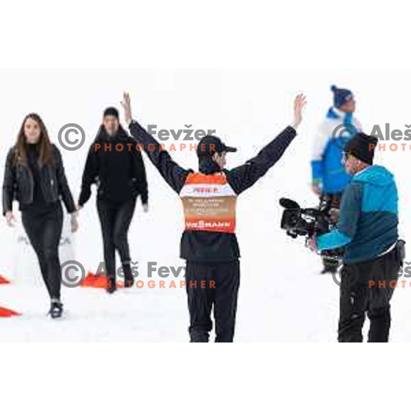 Farewell celebration after Peter Prevc of Slovenia finished his competitive days at the Final of the World Cup ski jumping, Planica, Slovenia on March 23, 2024