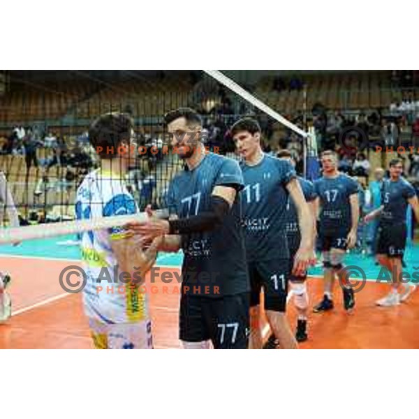 Uros Pavlovic in action in the Final of Slovenian Cup volleyball match between Calcit Volley and Maribor I Vent, Final in Koper, Slovenia on March 24, 2024