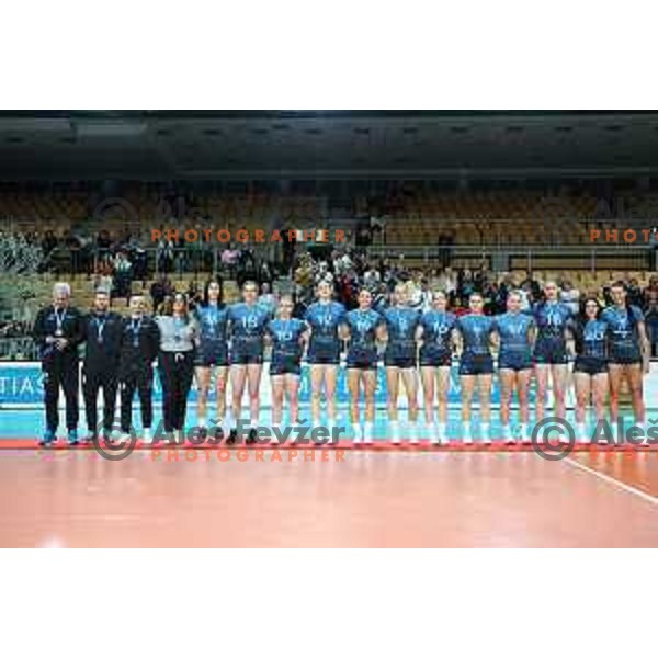 Action in the Final of Slovenian Cup volleyball match between Calcit Volley and Maribor I Vent, Final in Koper, Slovenia on March 24, 2024