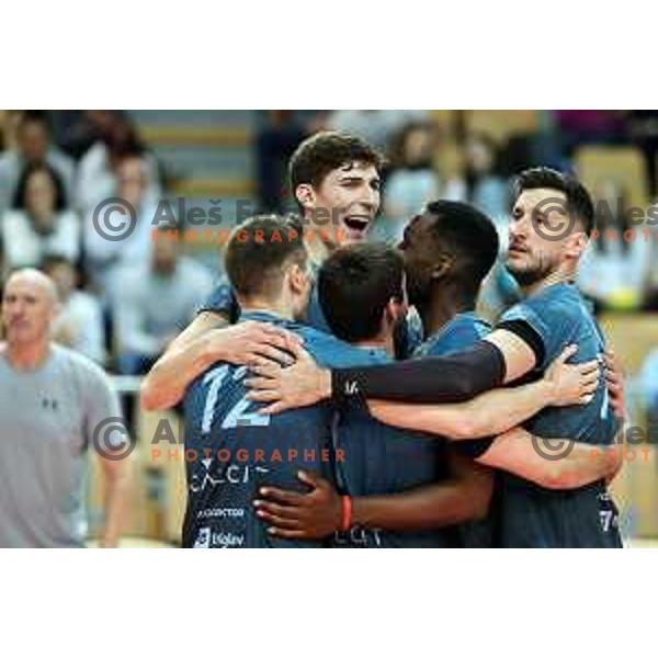 Uros Nikolic in action in the Final of Slovenian Cup volleyball match between Calcit Volley and Maribor I Vent, Final in Koper, Slovenia on March 24, 2024