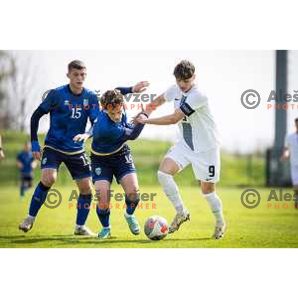 in action during UEFA Euro U19 2024 Championship qualifier football match between Slovenia and Kosovo in Lendava, Slovenia on March 26, 2024. Photo: Jure Banfi