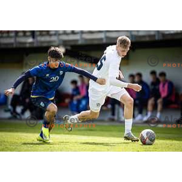 in action during UEFA Euro U19 2024 Championship qualifier football match between Slovenia and Kosovo in Lendava, Slovenia on March 26, 2024. Photo: Jure Banfi