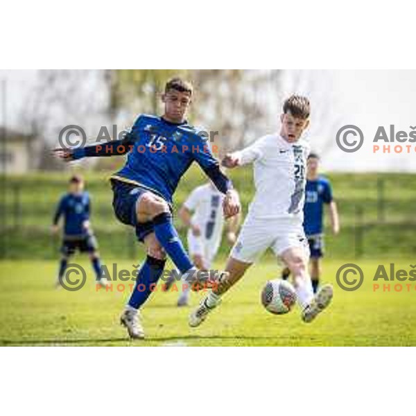 in action during UEFA Euro U19 2024 Championship qualifier football match between Slovenia and Kosovo in Lendava, Slovenia on March 26, 2024. Photo: Jure Banfi