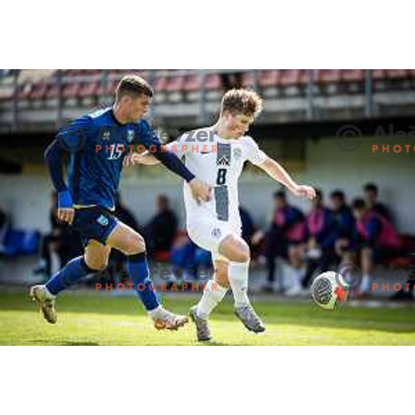 in action during UEFA Euro U19 2024 Championship qualifier football match between Slovenia and Kosovo in Lendava, Slovenia on March 26, 2024. Photo: Jure Banfi