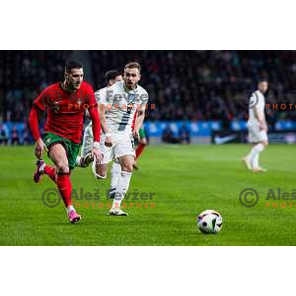 Diogo Dalot of Portugal in action during Friendly football match between Slovenia and Portugal in Stadium Stozice, Slovenia on March 26, 2024. Photo: Grega Valancic