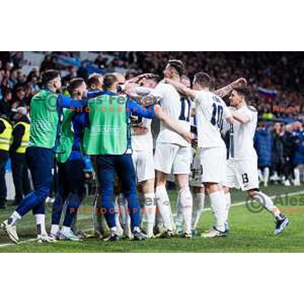 Team Slovenia in action during Friendly football match between Slovenia and Portugal in Stadium Stozice, Slovenia on March 26, 2024. Photo: Grega Valancic