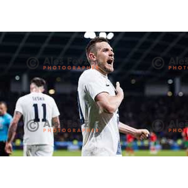 Timi Max Elsnik of Slovenia in action during Friendly football match between Slovenia and Portugal in Stadium Stozice, Slovenia on March 26, 2024. Photo: Grega Valancic