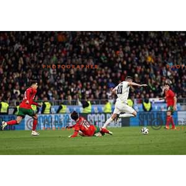 In action during friendly football match between Slovenia and Portugal in Ljubljana, Slovenia on March 26, 2024