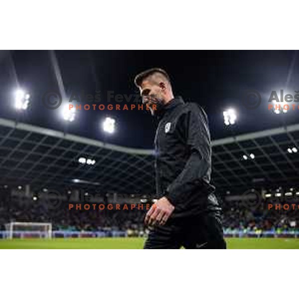 Bostjan Cesar head coach of Slovenia in action during Friendly football match between Slovenia and Portugal in Stadium Stozice, Slovenia on March 26, 2024. Photo: Grega Valancic