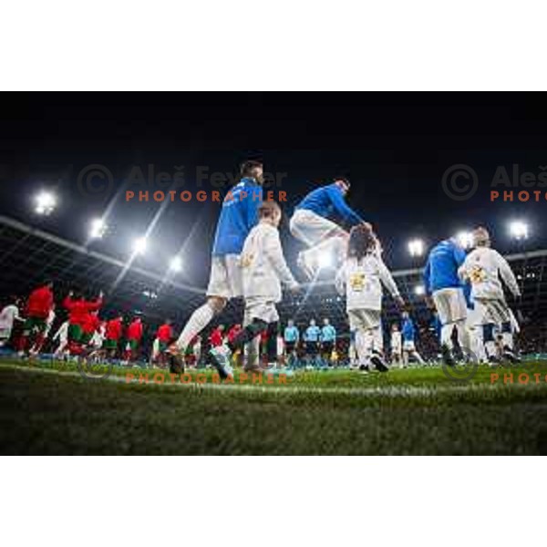 Benjamin Sesko of Slovenia in action during Friendly football match between Slovenia and Portugal in Stadium Stozice, Slovenia on March 26, 2024. Photo: Grega Valancic