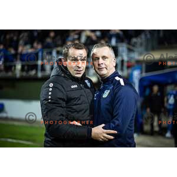Jozsef Bozsik, head coach of Nafta and Damjan Gajser, head coach of Beltinci during 2.SNL football match between Nafta 1903 and Beltinci Klima Tratnjek in Sportni park Lendava, Slovenia on March 30, 2024. Photo: Jure Banfi