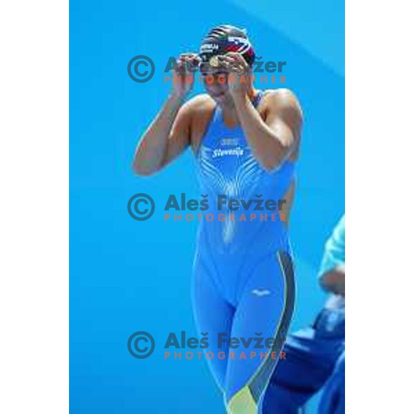 Anja Carman of Slovenia swims at Athens 2004 Summers Olympic games on August 14, 2004