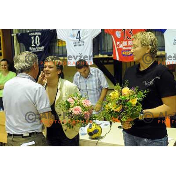 farewell to Olena Yacenko and Natasa Derepasko at handball match Krim Mercator - Podravka ,7th memorial Vinko Kandija , 23.08.2008, Ljubljana 