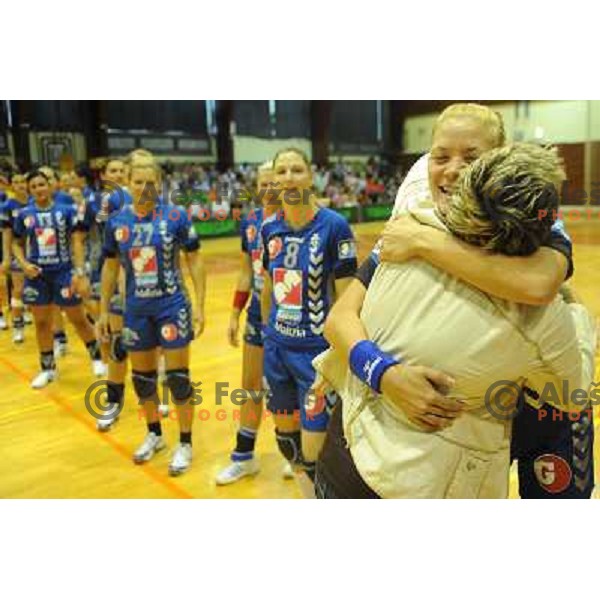 farewell to Olena Yacenko and Natasa Derepasko at handball match Krim Mercator - Podravka ,7th memorial Vinko Kandija , 23.08.2008, Ljubljana 