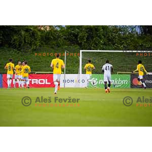 in action during Prva liga Telemach 2023/2024 football match between Bravo Kostel and Radomlje in Ljubljana, Slovenia on April 27, 2024