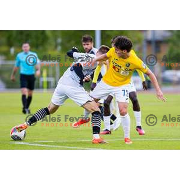 in action during Prva liga Telemach 2023/2024 football match between Bravo Kostel and Radomlje in Ljubljana, Slovenia on April 27, 2024