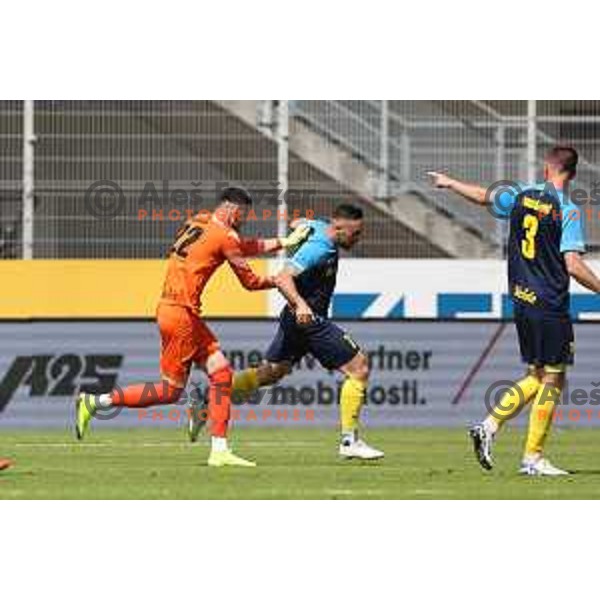 Aljosa Matko celebrates first goal for Celje during Prva liga Telemach 2023/2024 football match between Celje and Koper in Celje, Slovenia on May 12, 2024