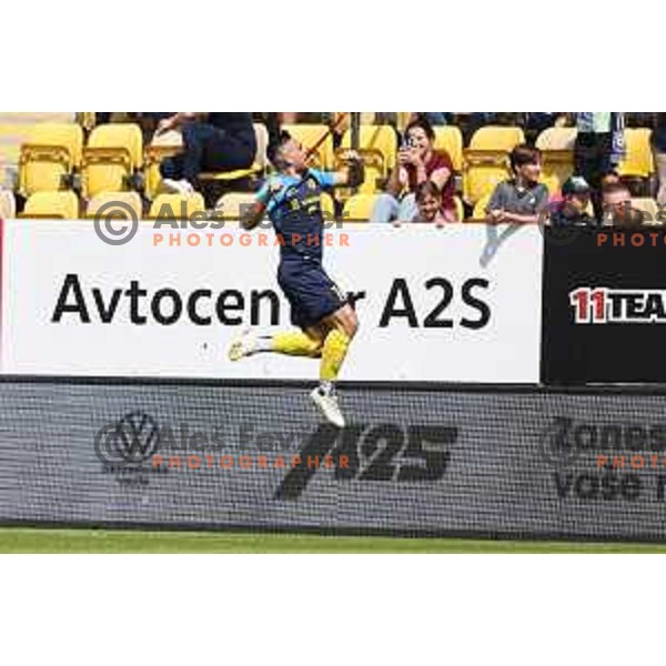 Aljosa Matko celebrates first goal for Celje during Prva liga Telemach 2023/2024 football match between Celje and Koper in Celje, Slovenia on May 12, 2024