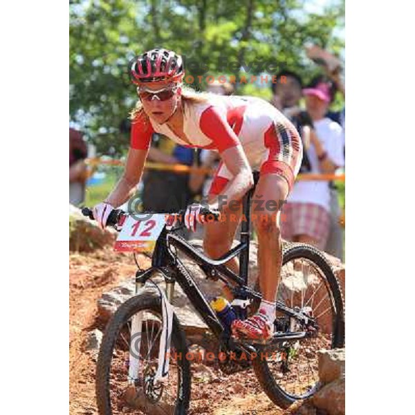 Lene Byberg (NOR) at women\'s cross-country mountain bike race at Olympic games in Beijing, China 23.8.2008 