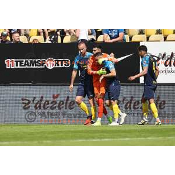 Aljosa Matko celebrates first goal for Celje during Prva liga Telemach 2023/2024 football match between Celje and Koper in Celje, Slovenia on May 12, 2024