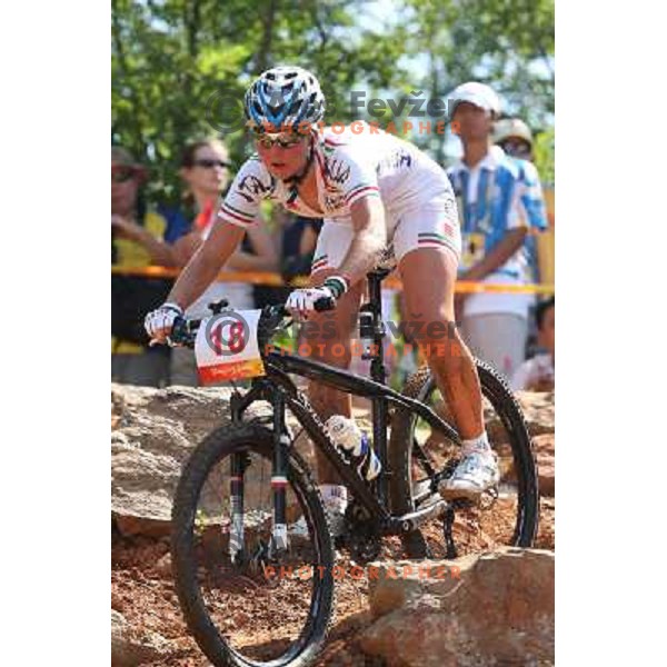 Lene Byberg (NOR) at women\'s cross-country mountain bike race at Olympic games in Beijing, China 23.8.2008 