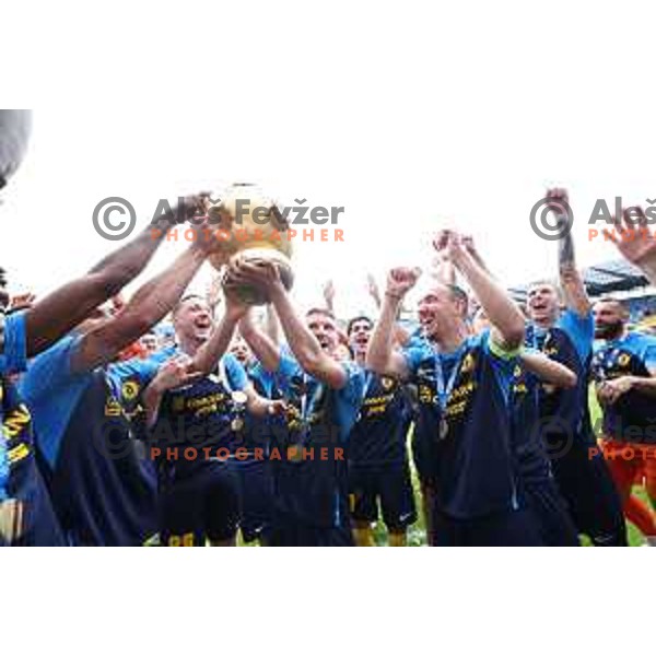 Players of NK Celje celebrate National Title Prva liga Telemach 2023/2024 in Celje, Slovenia on May 12, 2024