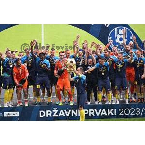 Players of NK Celje celebrate National Title Prva liga Telemach 2023/2024 in Celje, Slovenia on May 12, 2024