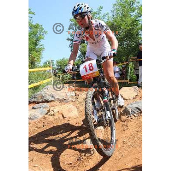 Rosara Joseph (NZL) at women\'s cross-country mountain bike race at Olympic games in Beijing, China 23.8.2008 