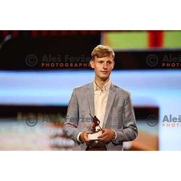 Lovro Kos during The Night of the Champions, Slovenia Ski Federation Annual event in Ljubljana, Slovenia on May 15, 2024