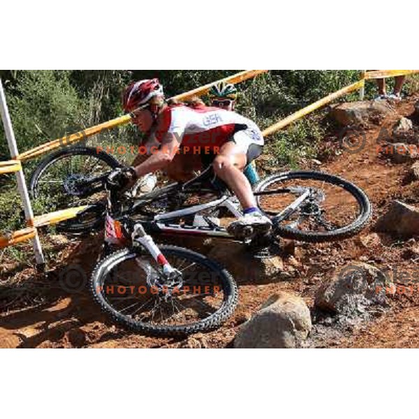 Adelheid Morath (GER) at women\'s cross-country mountain bike race at Olympic games in Beijing, China 23.8.2008 
