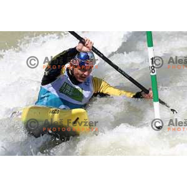 Peter Kauzer (SLO) competes in Men\'s Kayak Slalom at ECA European Championships in Tacen, Slovenia on May 18, 2024