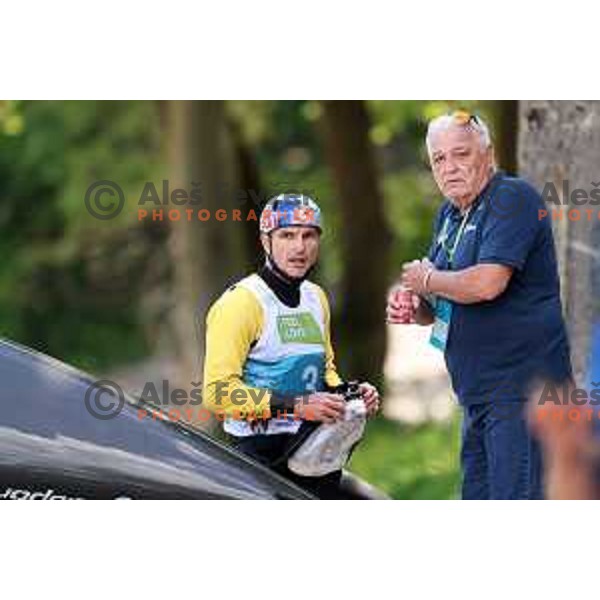 Peter Kauzer (SLO) at Men\'s Kayak Slalom at ECA European Championships in Tacen, Slovenia on May 18, 2024