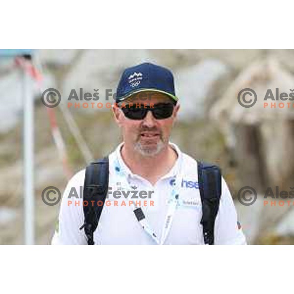 Coach Jernej Abramic at Women’s Kayak Slalom at ECA European Championships in Tacen, Ljubljana, Slovenia on May 18, 2024