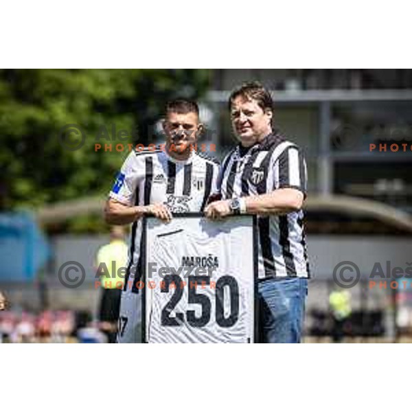 in action during Prva liga Telemach football match between Mura and Rogaska in Fazanerija, Murska Sobota, Slovenia on May 18, 2024. Photo: Jure Banfi
