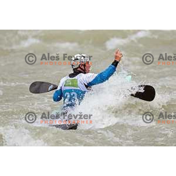 Ziga Lin Hocevar (SLO) competes in Men’s Kayak Slalom at ECA European Championships in Tacen, Ljubljana, Slovenia on May 18, 2024