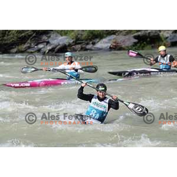 Eva Tercelj, Ajda Novak and Eva Alina Hocevar (SLO) compete in Women’s Team Kayak Slalom at ECA European Championships in Tacen, Ljubljana, Slovenia on May 18, 2024