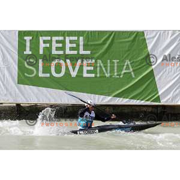 Lan Tominc (SLO) competes in Men’s Team Kayak Slalom at ECA European Championships in Tacen, Ljubljana, Slovenia on May 18, 2024 