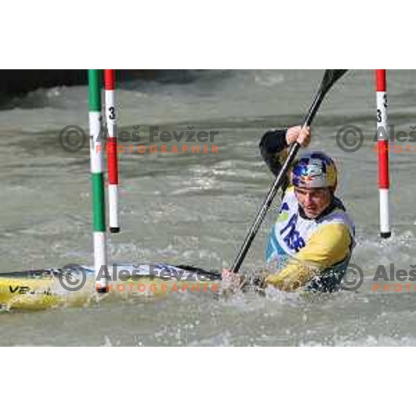 Peter Kauzer (SLO) competes in Men’s Team Kayak Slalom at ECA European Championships in Tacen, Ljubljana, Slovenia on May 18, 2024 