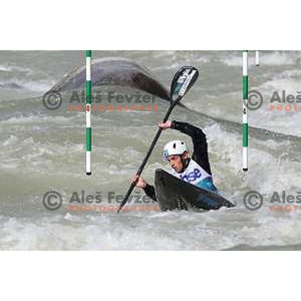 Lan Tominc (SLO) competes in Men’s Team Kayak Slalom at ECA European Championships in Tacen, Ljubljana, Slovenia on May 18, 2024 