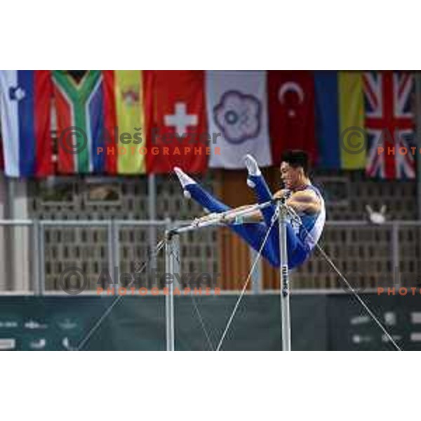 Chia-Hung Tang (TPE), winner of Men\'s horizontal bar in the second day of the Final of Gymnastic Artistic World Challenge Cup in Arena Bonifika in Koper, Slovenia on June 2, 2024